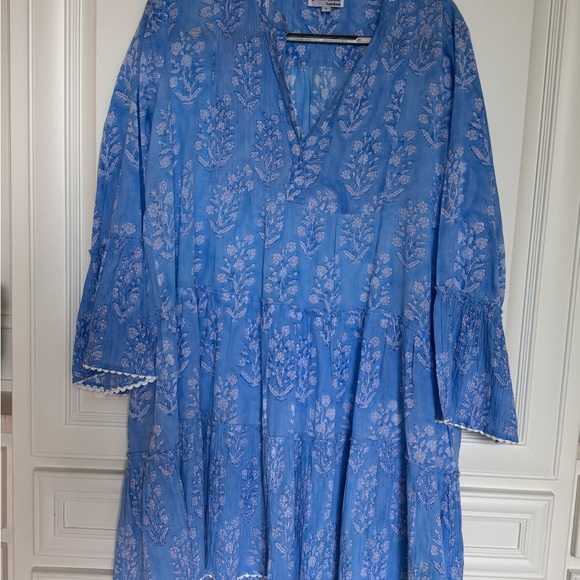 Juliet Dunn Blue and White Long Sleeve Dress - Picture 1 of 1